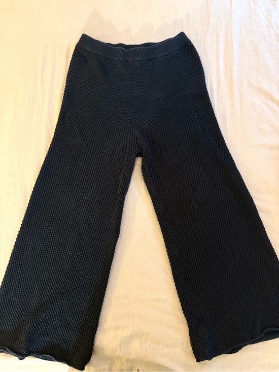 FP Beach Pants - FP Beach Black Textured Wide-Leg Knit Cropped Pants Medium